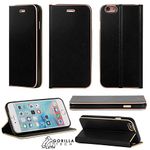 Gorilla Tech Apple iPhone 6S and iPhone 6 Handmade Slim Luxury Leather Wallet Case Premium Quality Kickstand Strong Double Side Magnetic Cover With Card Slot Protective And Stylish, Colour Black