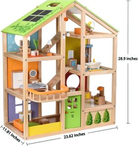 Hape All Season Wooden Dollhouse – Furnished Playset for Kids