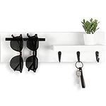 Lucundm Key Holder for Wall, Decorative Entryway Shelf with Hooks Holds Keys, Dog Leash, Sunglasses – Key Hanger with 3 Hooks Organizes, Enhances Home Decor (15” x 4.5” x 2.6”)