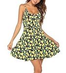 UNibelle Women's Short Floral Strappy Casual Summer Dress - Yellow - XXL