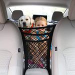Automaze 3-Layer car mesh Organizer, General Purpose car mesh Bag Between Seats, Special car mesh Barrier for Dogs in the Rear seat, Cargo Handbag, Wallet, Tissue Holder, Driver Storage mesh Bag