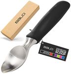 BALCI Ice Cream Scoop - Heavy Duty Stainless Steel Icecream Scooper With Non-Slip Rubber Grip - Professional Metal Ice-Cream Spade - Dishwasher Safe – Black