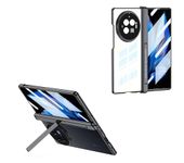 Midkart Magnetic Cover Compatible with Vivo X Fold 3 Pro Release 2024 Hinge Protection Front Glass Case Hidden Kickstand Hard PC 360-degree Protection, Transparent & Black