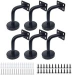 WUTUSENT Hand Rail Bracket, Heavy Duty Stair Support for Home or Office Stairways Handrail, Matte 6 Pack (Black)