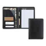 Samsill Contrast Stitch Faux-Leather Portfolio, Mini Size Business Interview Professional Padfolio, Includes 5 x 8 Inch Writing Pad, Black