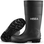 HISEA Men's Rain Boots, Waterproof Rubber Boots with Steel Shank, Seamless PVC Rainboots Outdoor Work Boots, Durable Slip Resistant Fishing Gardening Knee Boot for Agriculture and Industrial Working