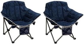 SUNNYFEEL Oversized Camping Chair, Folding Moon Saucer Chair, Padded Cushion, Heavy Duty for Adults 500 LBS, Portable Camp Lawn Chair with Storage for Lounge,Patio,Outdoor,Indoor,Porch