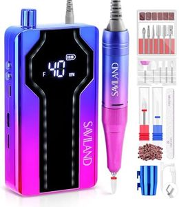 SAVILAND Nail Drill Professional: 40000RPM Nail Drill Machine 2024 Portable Nail File Faster Removal Acrylic Nails & Large Battery Capacity for Nail Art, Pedicure Manicure Home Nail Salon