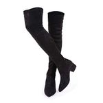 N.N.G Women Over the Knee Boots Block Suede Thigh High Low Black Size 9.5 Winter Flat Chunky OTK Long Comfort