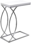 Monarch Specialties I 3184 Accent Table, C-shaped, End, Side, Snack, Living Room, Bedroom, Metal, Laminate, Glossy White, Chrome, Contemporary, Modern