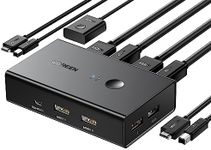 UGREEN HDMI KVM Switch 2 PC 1 Monitor Support 4K@60Hz, 4 Port USB KVM Switches for 2 Computers Share Keyboard/Mouse/Hard Drives/Printer and 1 Monitor, KVM Switcher with 2 USB Cables and 2 HDMI Cable