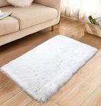 HARESLE Soft Floor Rugs Faux Fur Fluffy Small Rug Floor Carpet for Bedroom Decor, White/1.3x2 ft（40x60cm）