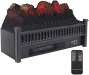 Sunnydaze Heated Log Electric Fireplace Insert Heater - Polypropylene Construction - Great for Existing Fireplaces