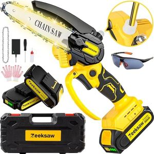 Zeeksaw Mini Chainsaw Cordless with Oiler, Best Mini Chain Saw Cordless 6 Inch with Security Lock [Seniors Friendly], Handheld Chain Saws Battery Powered with Auto Oiler-System, UPGRADE 2024
