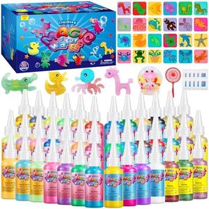 Likidtoy Magic Water Elf Toy Kit for Kids, 40 Colors Aqua Fairy Water Gel Kit, 4 Style Magic Gel Kits with 24 Molds 10 Pack of Magic Powder, Craft Kits Water Pets (40 Bottles)