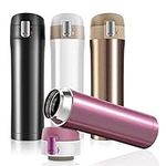 JUMKEET Double Walled Vacuum Cup Flask Thermo,Stainless Steel Insulated Water Bottle | Flask for Hot and Cold Drinks Cup Travel Coffee Mug, Sports Water Bottle (A-White)