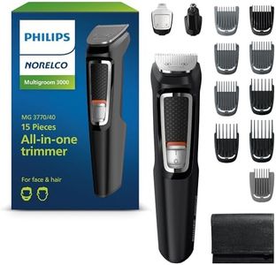 Philips Norelco Multigroom 3000 Series, All-in-One Trimmer, Beard Trimmer and Hair Clipper, 15-Piece Men's Grooming Kit for Head, Beard, Face, Nose, Ears, No Blade Oil Needed, Soft Pouch, MG3770/40