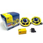 HELLA H31000001 Sharptone 12V High Tone/Low Tone Twin Horn Kit with Yellow Protective Grill, Includes Relay, 2 Horns