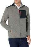 Amazon Essentials Men's Full-Zip Polar Fleece Jacket (Available in Big & Tall), Charcoal Heather/Black, Color Block, X-Small