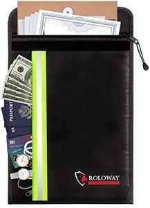 ROLOWAY Fireproof Envelope for Cash, Legal Documents Safe (15 x 11 inch) with 2 Pockets & Waterproof Zipper, Black