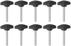 HARFINGTON 10pcs Tee Wing Knobs Thumb Screws M6 x 50mm Standard Male Thread Plastic T Knobs Handles Hand Clamping Knobs Grip Thumbscrew, Black