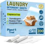 Planet True Eco-Friendly Laundry Detergent Sheets, 200 Loads (100 Sheet) Fragrance Free Laundry Sheets Detergent, Concentrated Washer Detergent, Plastic Free Travel Laundry Detergent