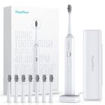 Deepklean 6 Modes Ultrasonic Electric Toothbrush for Adults and Kids, 60 Days Long-Lasting Rechargeable Battery Sonic Toothbrush with 8 Brush Heads and Travel Case, Wireless Charging White