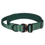 Serijoars Tactical Dog Collar, Heavy Duty Dog Collars with Handle, Metal Buckle Dog Training Collar, Thick Dog Collar for Male, Large Dog Collar, Military Dog Collar (XL, Green)