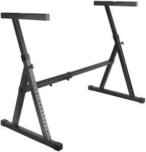 OUKMIC Stands Keyboard Stand, Black Z Style Adjustable Professional Heavy Duty Sturdy Digital Piano Stand Fits 49/61/76/88 Keys Musical Electric Pianos Folding for Travel & Storage
