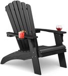 Cecarol Oversized Adirondack Chair Plastic, Outdoor Fire Pit Chair with Cup Holder, Adirondack Patio Chair Weather Resistant for Outside, Porch, Lawn, Garden- AC01, Black(Wood Grain)