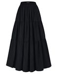 SCARLET DARKNESS Maxi Length Renaissance Skirts for Women Summer High Waisted Long Skirt Black XL