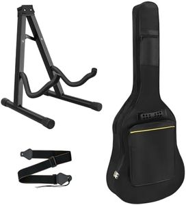 Mdvora 3pcs Guitar Accessories Kit, Guitar Gig Bag + Folding Guitar Stand + Adjustable Guitar Strap, for Acoustic Classical Guitar Bass Guitar