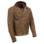 Milwaukee Leather Men's Mlm1511 Vintage Crazy Horse Brown Leather Beltless M/C Jacket with Full Removable Hoodie MLM1511-BROWN, S