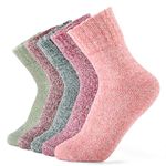 YANGTE Thermal Socks Women 5 Pairs Thick Socks Ladies Winter Warm Wool Socks Nordic Socks for Her Size 4-7