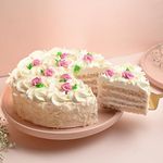 FlowerAura Delicious Silky Smooth Fresh Floral Delight Yummy White Forest Cake For Gifting As Birthday Cake, Anniversary Cake, Valentine's Day Cake, Mother's Day Cake (Same Day Delivery) (1Kg)