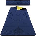 Yogii Yoga Mat - Premium TPE Pilates Mats - 183 x 61 x 0.6cm Eco Friendly Non Slip Yoga Mat Thick - Exercise Mat for Home - Gym Mats for Home - Thick Yoga Mats for Women and Men - Blue/Gold