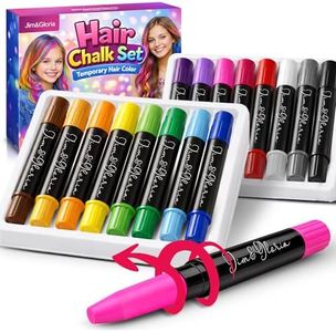 Jim&Gloria Hair Chalk For Girls, Temporary Hair Color Makeup Kit Gifts for Kids, Washable and Safe Hair Dye, Teen Girls Trendy Stuff, Things for Halloween Age 7 8 9 10 11 12 13 14 + Years Old Toy