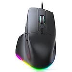 Wired Ergonomic Mouse, RGB mice with Thumb Rest, 1000/1600/3200/6400 Adjustable DPI, Stable Connection Illuminated Backlight Wired Mice with for PC Computer Laptop Desktop, Black