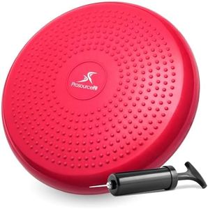 ProsourceFit Core Balance Disc Trainer, 14" Diameter with Pump for Fitness, Balance Training, or Seating; Wobble Board for Core Stability; Flexible Floor Cushions for Kids, Red