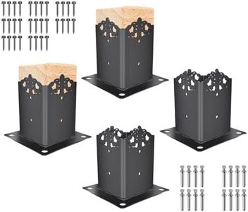 Gembirov Hollow Out 4x4 Post Base, Decorative Post Base Brackets Inner Size 3.5"x3.5", for Pavilion Deck Railing Mailbox Support Deck Base Plate,Wood Deck Fence (BK4x4 Post Base 4Pcs)