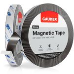 GAUDER Strong Magnetic Tape Self Adhesive (10 Feet Long x 0.6 Inch Wide) | Magnetic Strips with Adhesive Backing | Magnet Roll