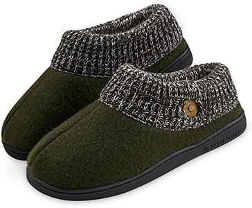DUNLOP Chaussons Homme Chaud Mocassins Fermés Pantoufles Homme Hiver Semelle à Mémoire Antidérapant (43 EU, Kaki, numeric_43)