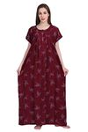 Girls and Moms Women's Alpine Floral Print Beautiful Nighty/Maxi/Night Gown (X-Large, Maroon)