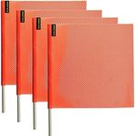 VULCAN Safety Flag with Dowel - Bright Orange - Jersey Mesh Construction - 18 Inch x 18 Inch - 4 Pack