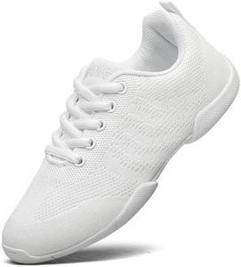 FUQIAO Girls White Cheerleading Shoes Lightweight Competition Sneakers Women Indoor Cheer Dance Shoe White 9.5 Women
