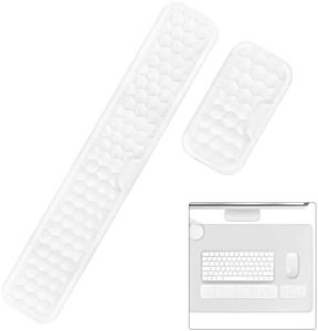 Giecy Keyboard Wrist Rest, Ergonomic Keyboard Mouse Pad with Wrist Support, Soft Memory Foam & Anti-Slip Base & Pain Relief for Home Office Computer Gaming Typing (White)