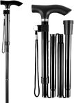 Folding Walking Stick With Strap Ergonomic Handle Balanced Foldable Cane For Women Men Seniors Collapsible Walking Stick Adjustable Extendable Folding Cane Mobility Aids Lightweight Black(1Pc)