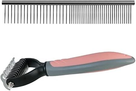 Entfilzungsmesser in Haustier & Hundekamm Edelstahl,Haustierpflege Set,Doppelseitige Unterfellbürste für Kleine bis große Haustiere,Unterwolle Einfach Entfernen & Verfilzungen Lösen (S, Orange)