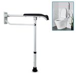 KosmoCare Aluminum Flip-up Toilet Grab Bar with Floor support| Wall Mounted Bathroom Safety Rail |Compact Anti-Slip Height Adjustable Grab Bar for Elderly, Seniors, Disabled & Pregnant Women