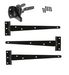 Merriway BH07086 Heavy Duty Wooden Garden Gate Hanging Kit, 3 x 12 inch Black Tee Hinges, Black Auto Close Latch & All Fixings